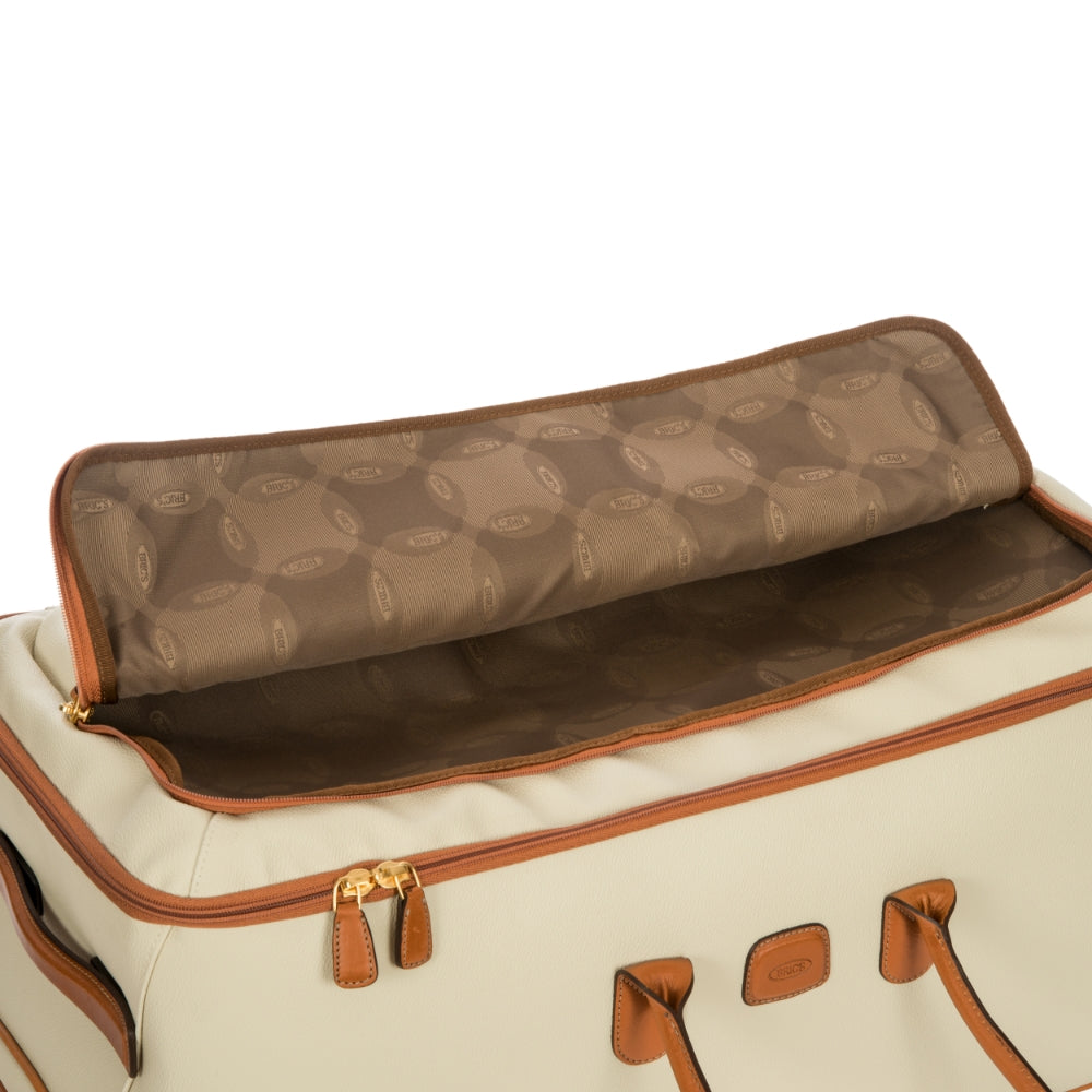 Cream Bric's large trolley duffle bag from the Duffles & Holdalls collection, featuring spacious design and sturdy wheels.