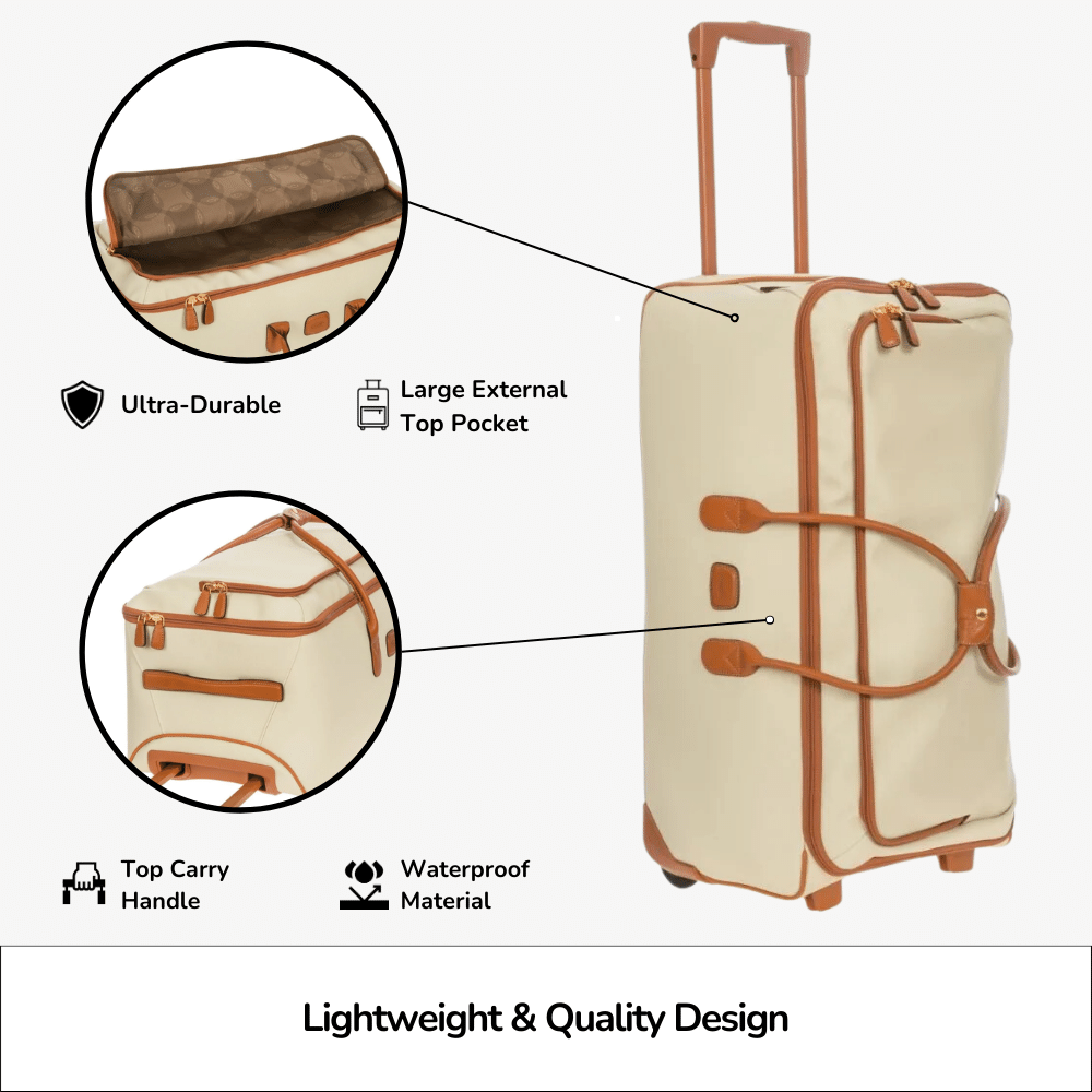 Bric's large trolley duffle bag Firenze with wheels and handles, made of durable fabric for travel and storage.