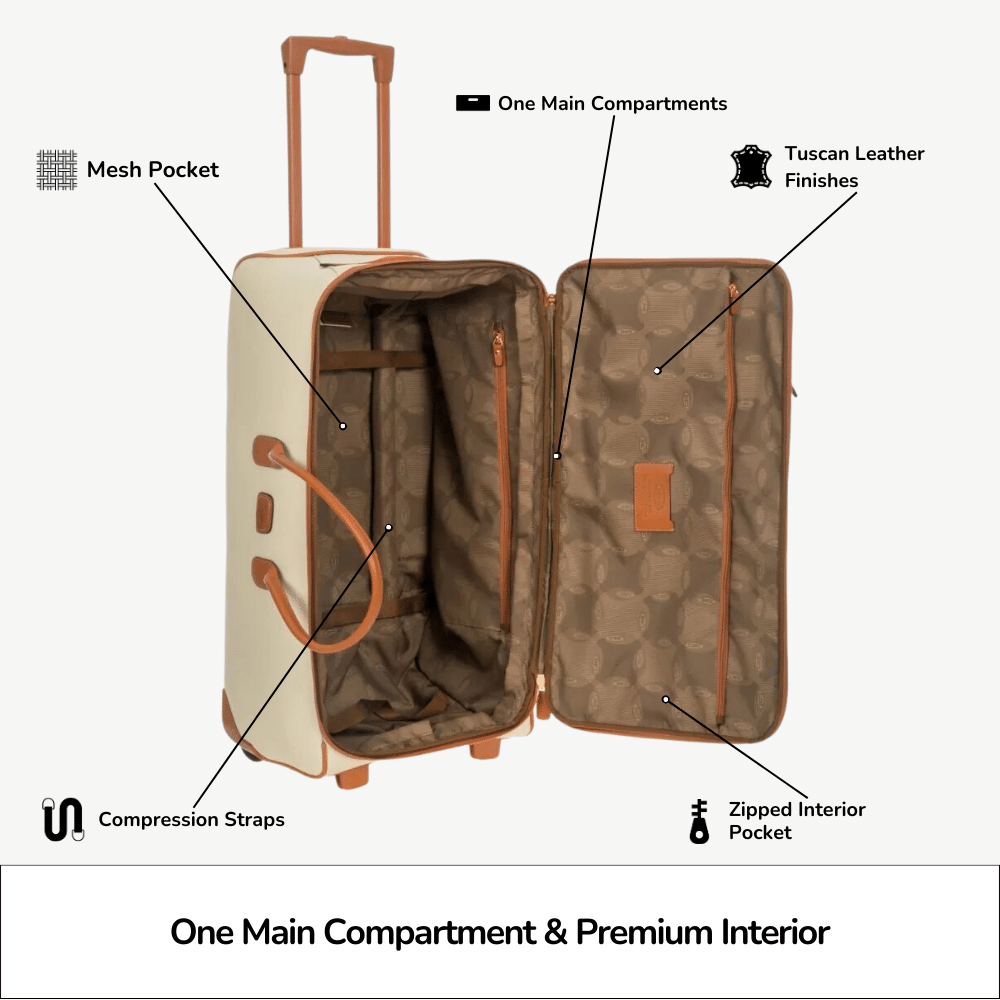 Bric's large trolley duffle bag Firenze with wheels and handles, made of durable fabric, suitable for travel and long trips.