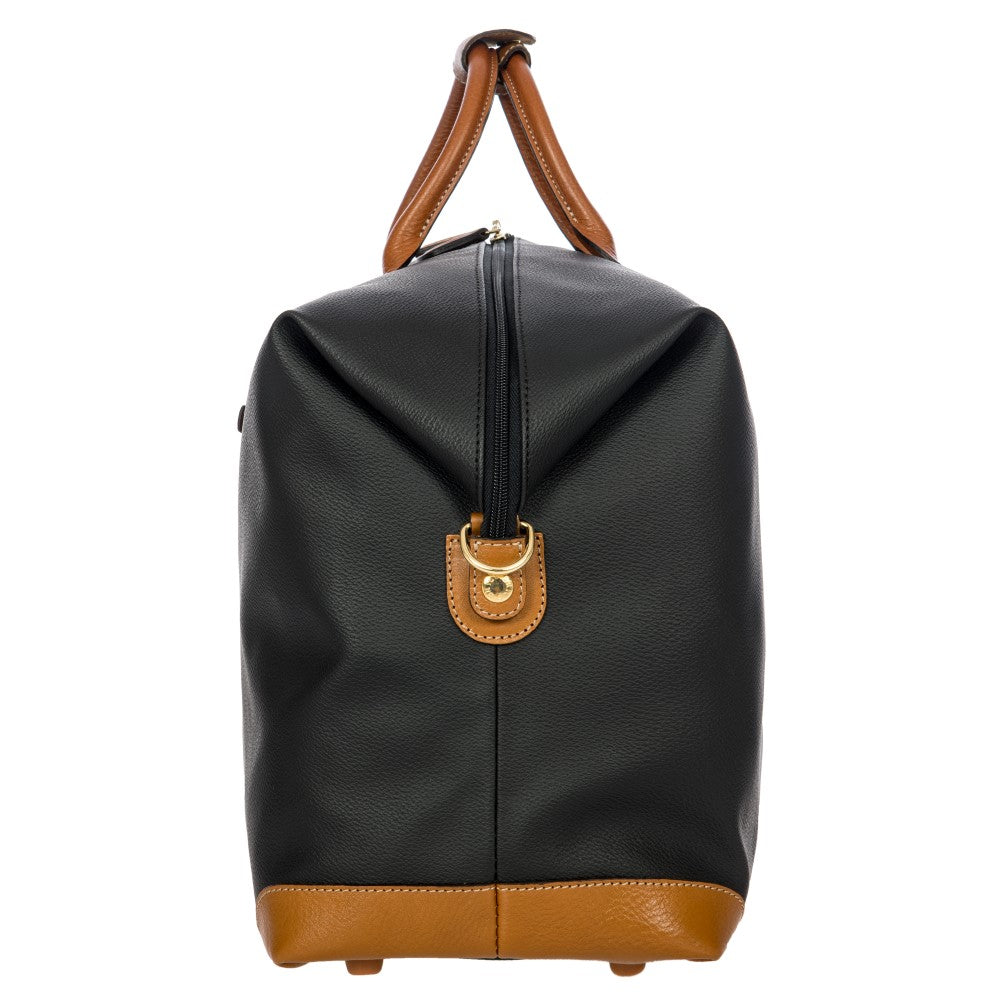 Black Bric's Medium Clipper Duffle bag from Firenze collection, featuring sturdy handles and spacious main compartment.
