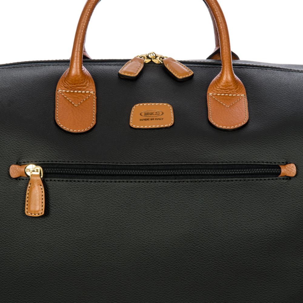 Black Bric's Medium Clipper Duffle bag from Firenze collection, showing its spacious design and sturdy handles.