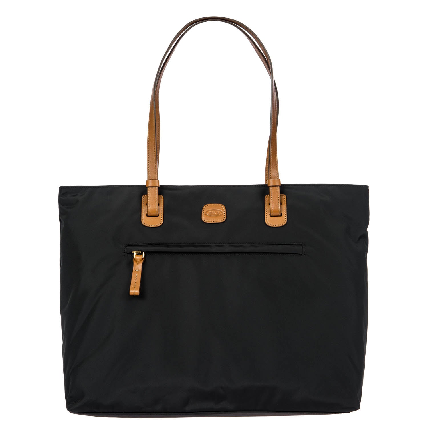 Bric's Slim Long Handle Shopper Bag in black, featuring a spacious tote design with comfortable handles.