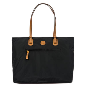 Bric's Slim Long Handle Shopper Bag in black, featuring a spacious tote design with comfortable handles.