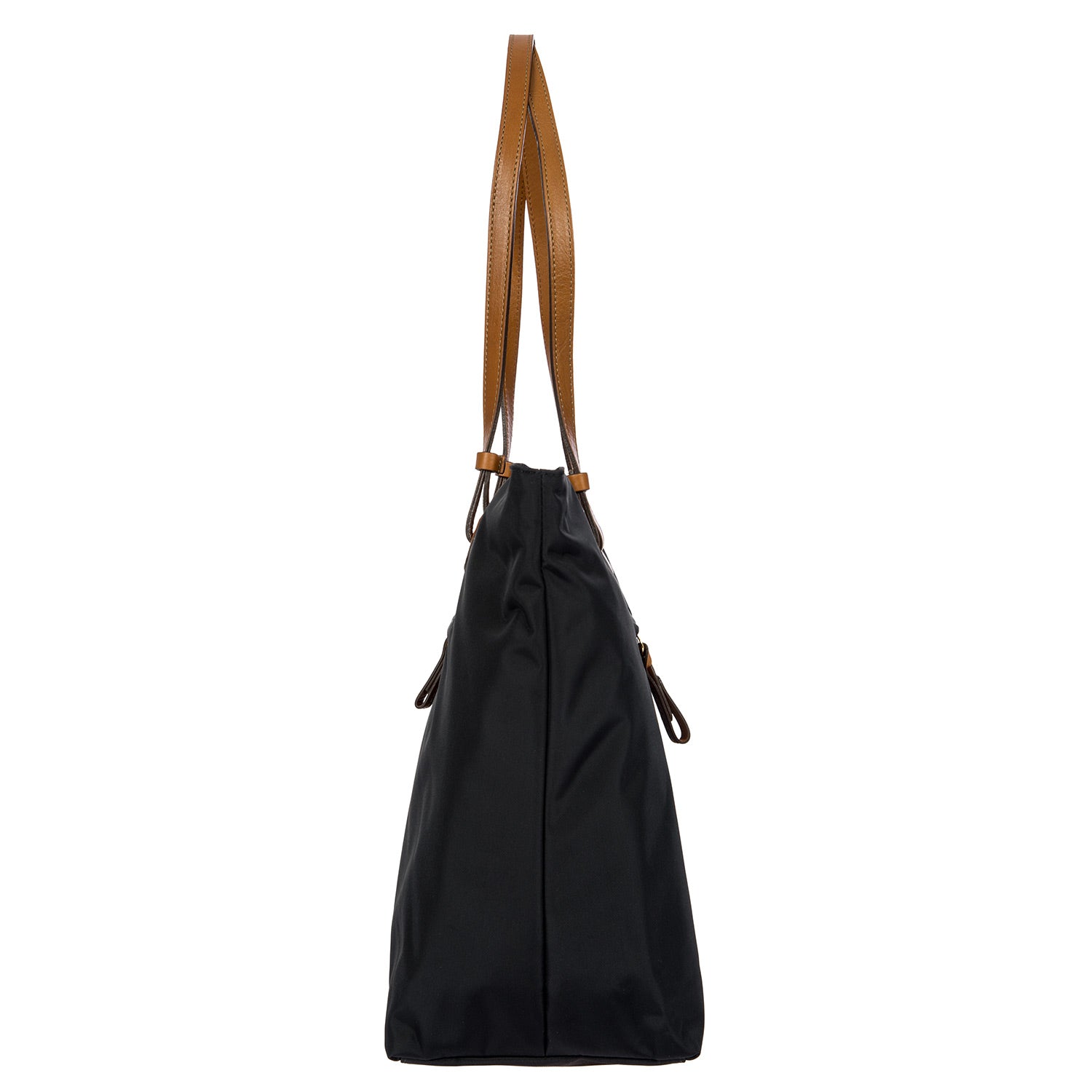 Bric's Slim Long Handle Shopper Bag in black, showcasing a spacious tote design with elegant stitching and durable handles.