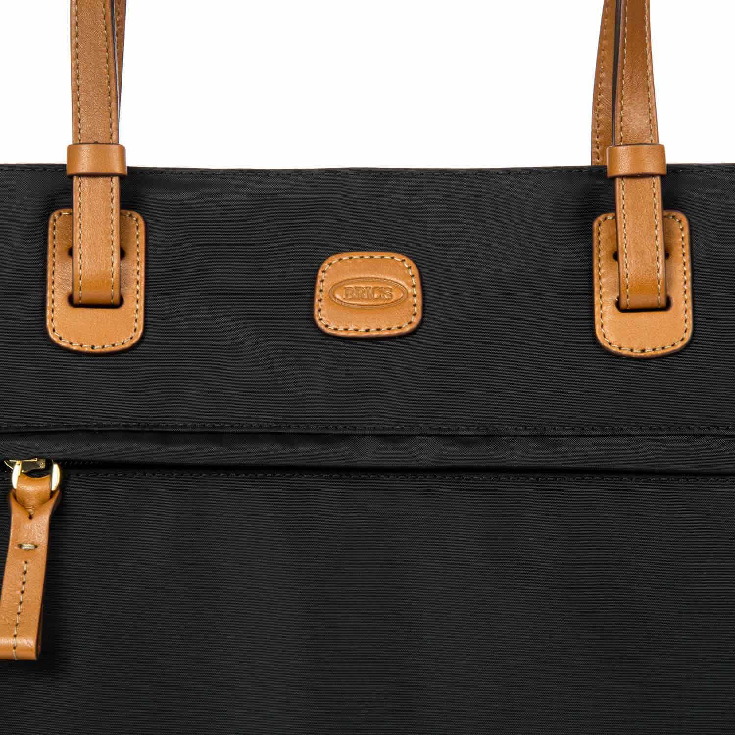 Bric's Slim Long Handle Shopper Bag in black, featuring a sleek tote design and durable material for everyday use.