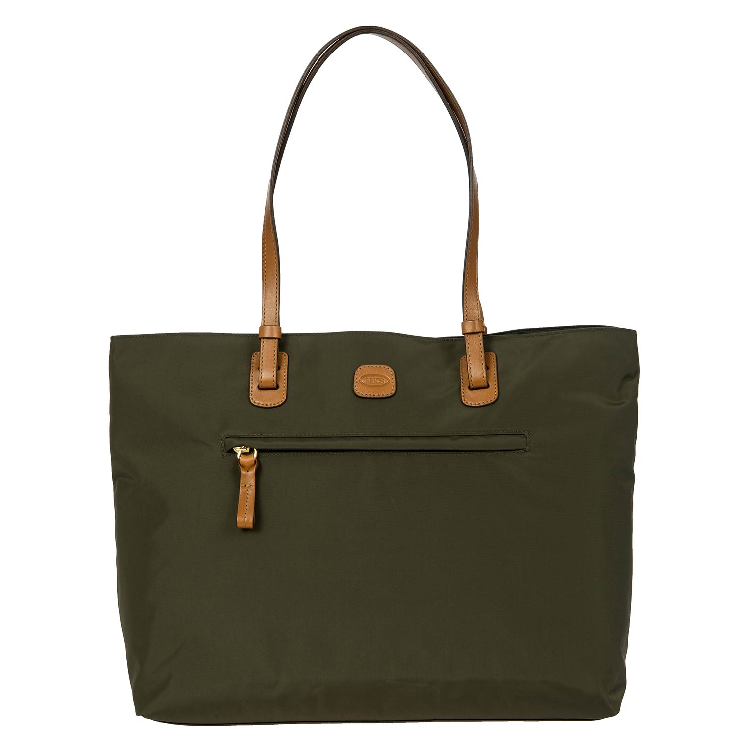 Bric's olive green slim long handle shopper tote bag, featuring a spacious design and stylish finish.