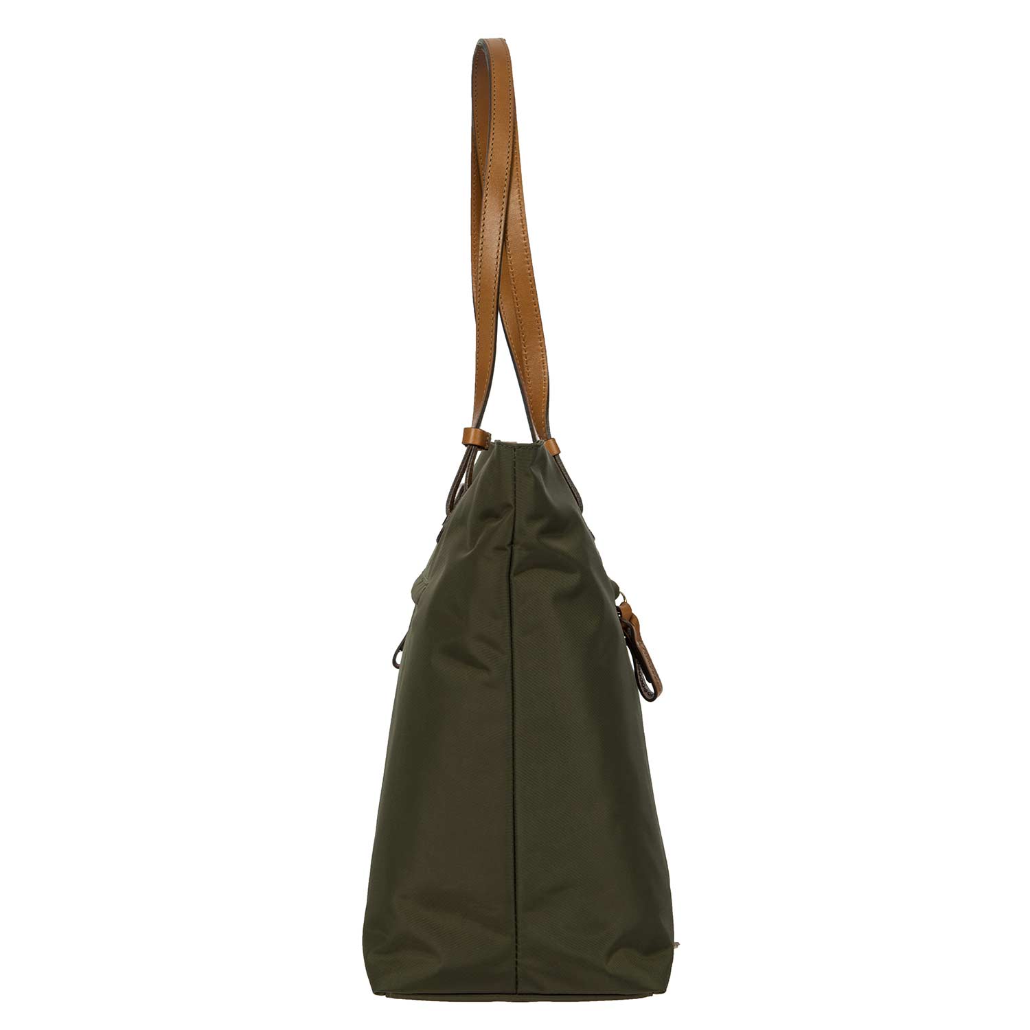 Olive green Bric's Slim Long Handle Shopper Tote bag with spacious design and durable fabric.