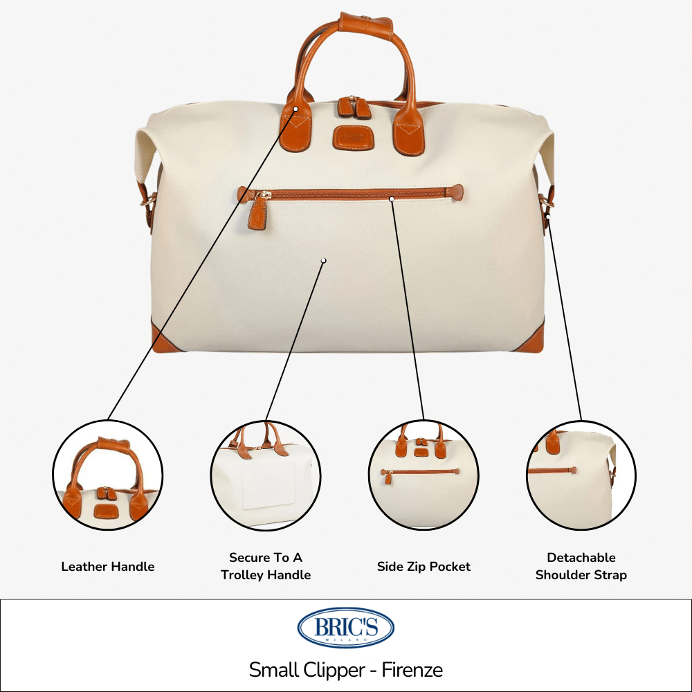 Bric's Small Clipper Duffle in Firenze style, showcasing a stylish and spacious design with durable handles.