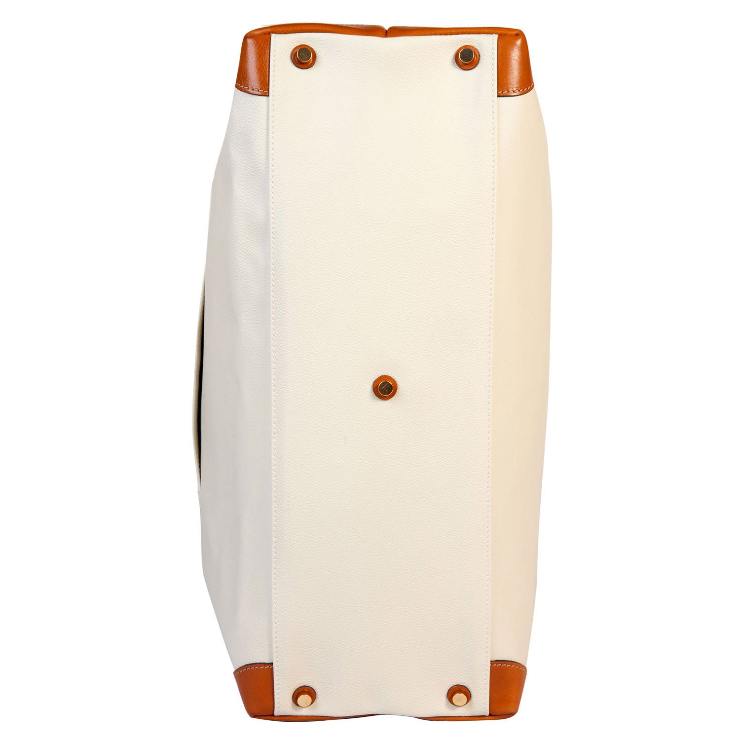 Small Bric's Firenze clipper duffle in cream with sleek design and sturdy handles, perfect for travel or gym use.