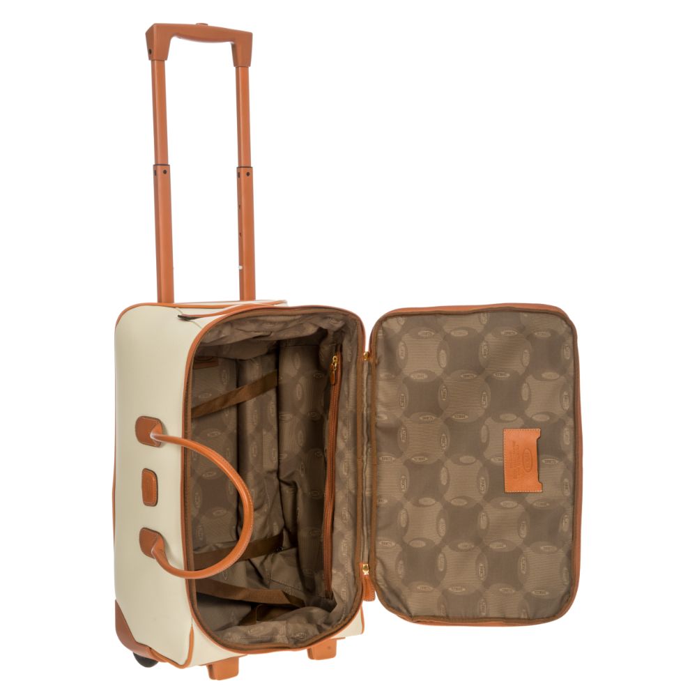 Cream small wheeled holdall from Bric's Firenze collection, showing lightweight duffle bag with wheels and carry handles.