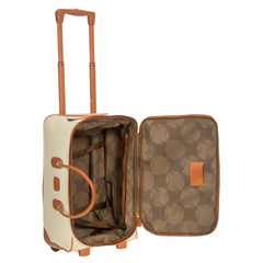 Cream small wheeled holdall from Bric's Firenze collection, showing lightweight duffle bag with wheels and carry handles.
