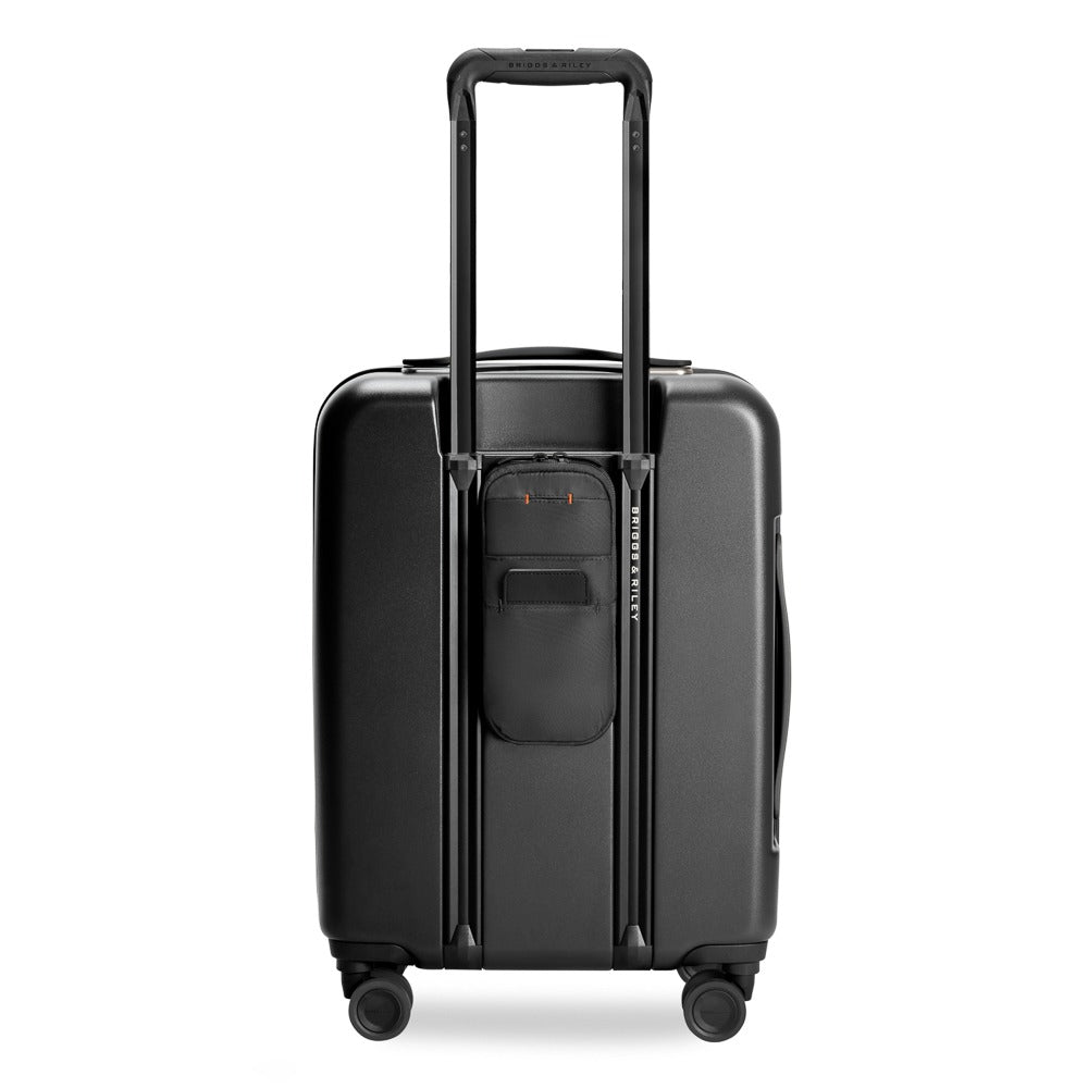 Briggs & Riley Sympatico 3.0 53cm expandable carry-on spinner suitcase in black with smooth wheels and sturdy handle.