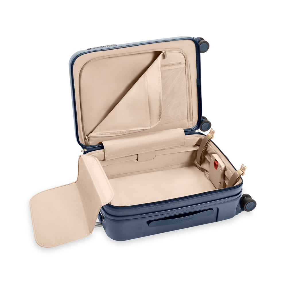 Navy Briggs & Riley Sympatico 3.0 53cm expandable carry-on spinner suitcase with 360-degree wheels.