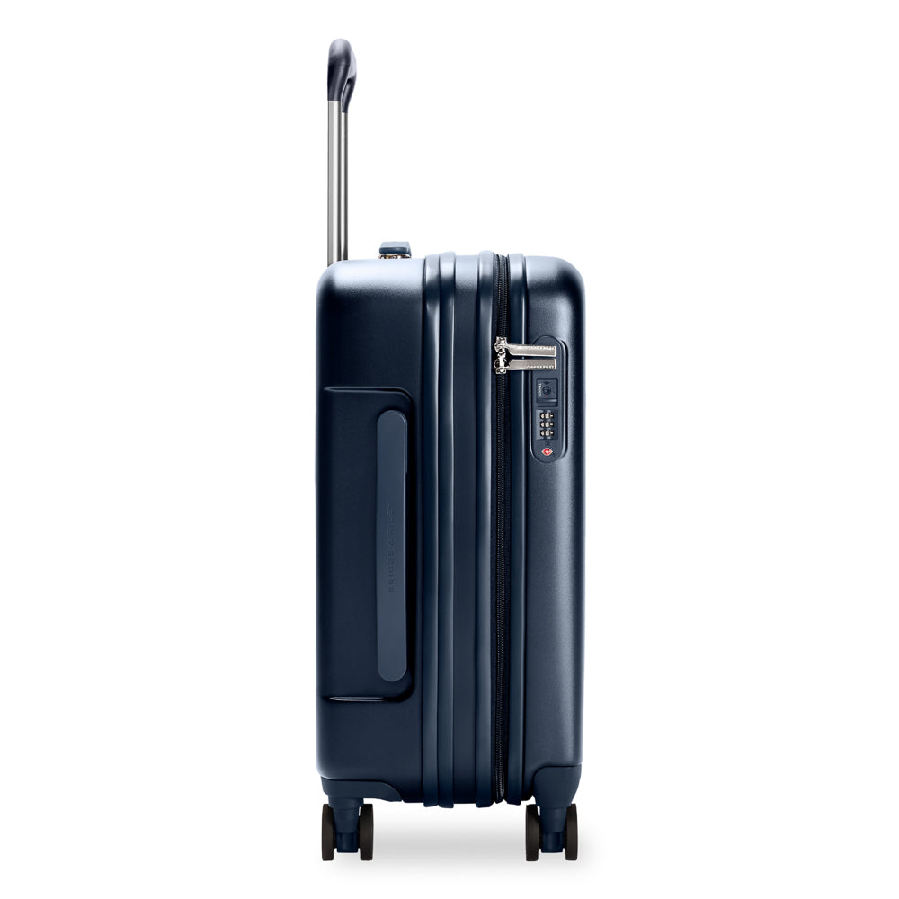 Navy Briggs & Riley Sympatico 3.0 53cm expandable carry-on spinner suitcase with smooth-rolling wheels.