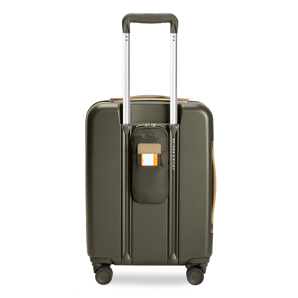 Olive Briggs & Riley Sympatico 3.0 53cm expandable carry-on spinner suitcase with four wheels.
