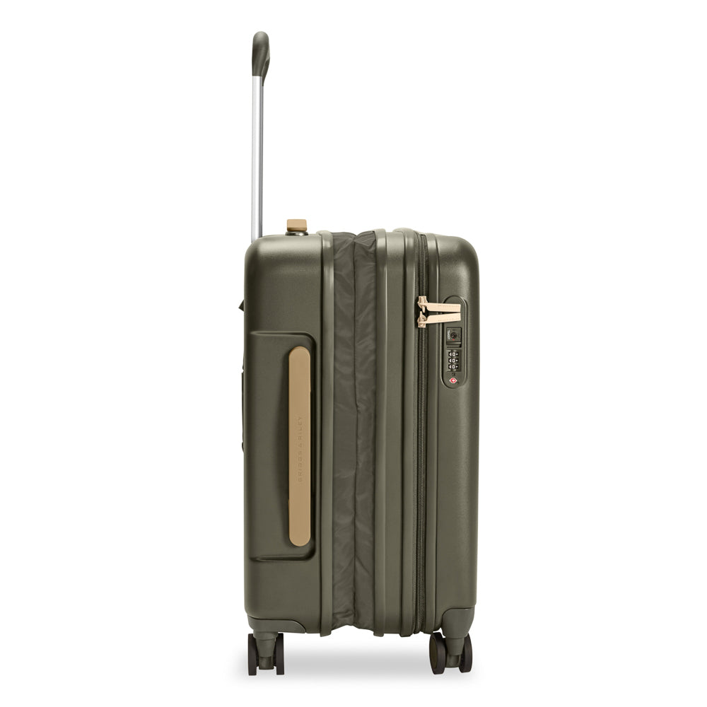 Olive Briggs & Riley Sympatico 3.0 53cm expandable carry-on spinner suitcase with wheels and handle.