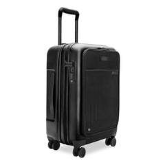 Briggs & Riley Sympatico 3.0 black 56cm front pocket carry-on spinner suitcase with wheels and ergonomic handle.