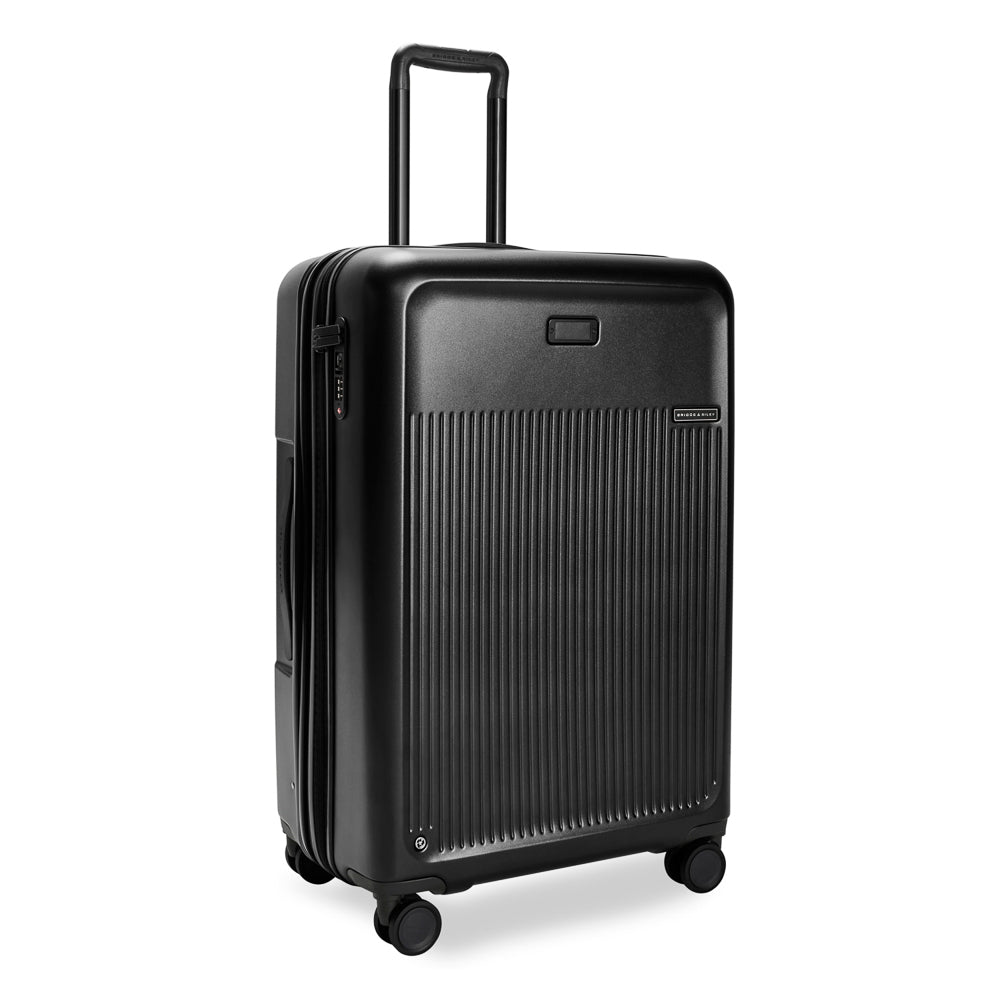 Briggs & Riley Sympatico 3.0 black 76cm large expandable spinner suitcase with wheels and handle.