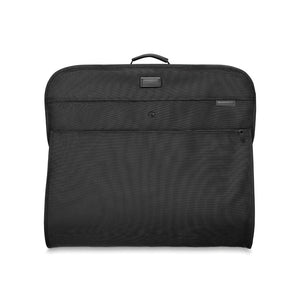 Black Classic Garment Bag from Briggs & Riley, featuring durable fabric and a sleek design for travel organization.