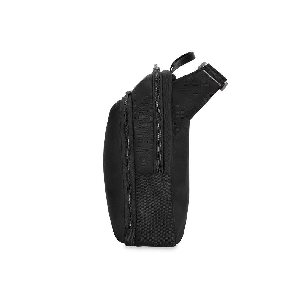 Black Crossbody Bag from the HTA Collection by Briggs & Riley, featuring a sleek design and adjustable strap.