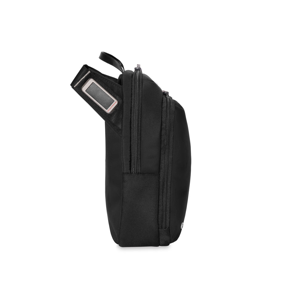 Briggs & Riley HTA Collection black crossbody bag with adjustable strap and sleek design for everyday use.