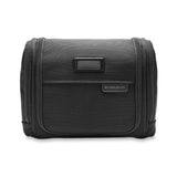 Briggs & Riley Deluxe Hangable Kit in black, featuring multiple compartments for organizing toiletries and travel essentials.
