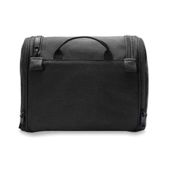 Black Briggs & Riley Deluxe Hangable Kit - Baseline 2 washbag featuring multiple compartments and a sleek design.