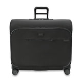 Briggs & Riley Deluxe Wardrobe Spinner Suitcase in black, showcasing spacious interior and smooth-rolling wheels.