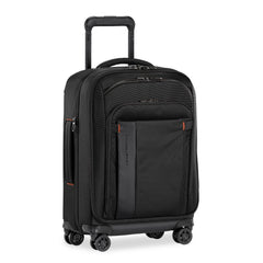 Briggs & Riley ZDX 53cm black carry-on spinner luggage with smooth wheels and spacious compartment for travel convenience.