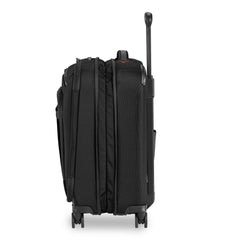 Briggs & Riley ZDX 53cm black carry on spinner cabin luggage with smooth wheels and spacious interior.