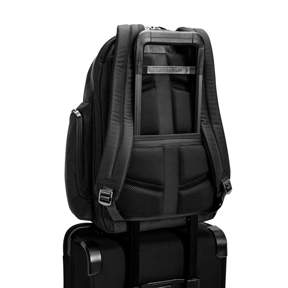 Briggs & Riley Large Cargo Backpack in black, showcasing spacious compartments and ergonomic design for everyday use.
