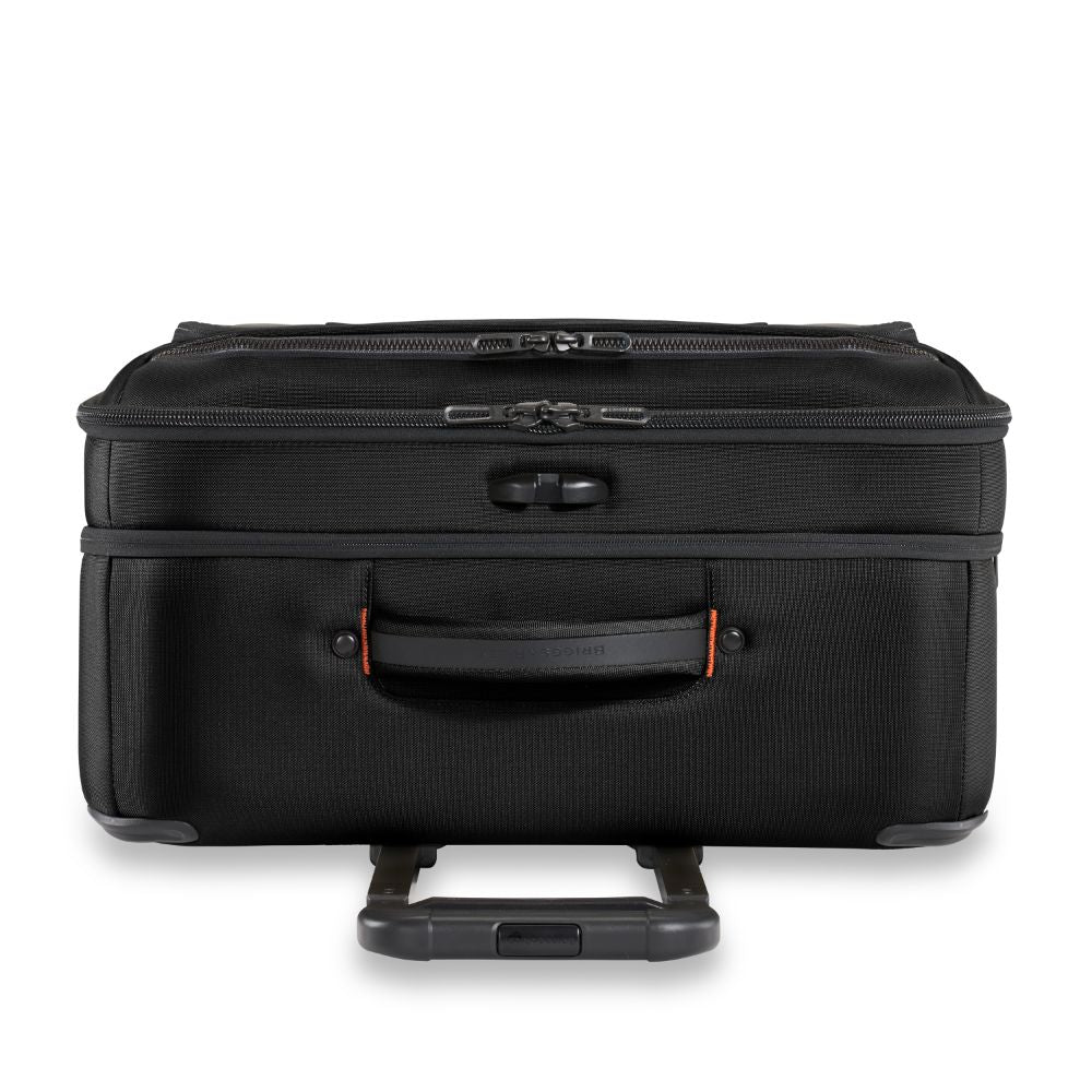 Briggs & Riley ZDX large spinner check-in luggage in black, featuring sturdy wheels and a spacious interior.