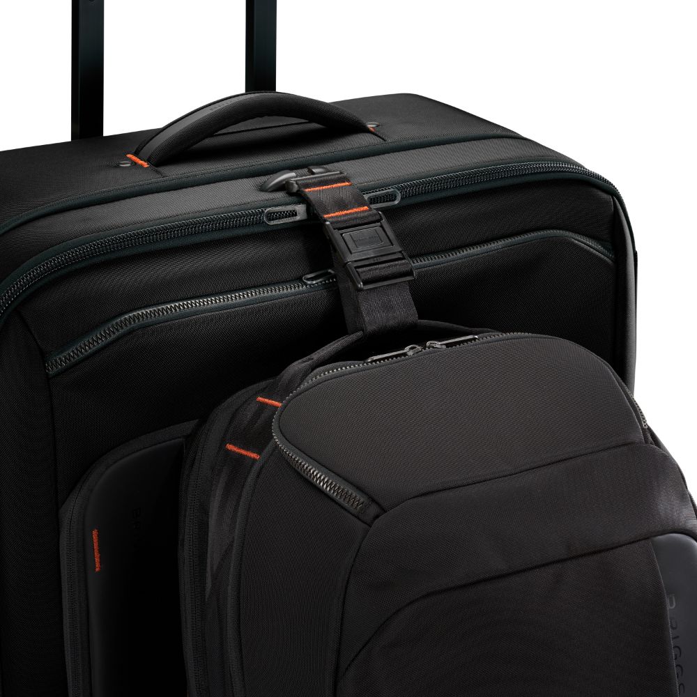 Briggs & Riley Luggage ZDX large spinner check-in luggage in black, featuring a sleek design and durable construction.