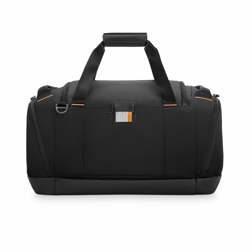 Briggs & Riley ZDX large travel duffle in black, featuring sturdy handles and spacious interior for easy packing.