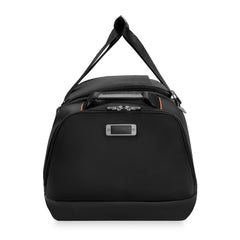 Large black travel duffle by Briggs & Riley, featuring durable fabric and spacious compartments for easy packing.