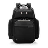 Black medium cargo backpack by Briggs & Riley, featuring spacious compartments and ergonomic design for work use.