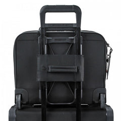 Briggs & Riley black medium expandable briefcase with multiple compartments and sleek design, ideal for work use.