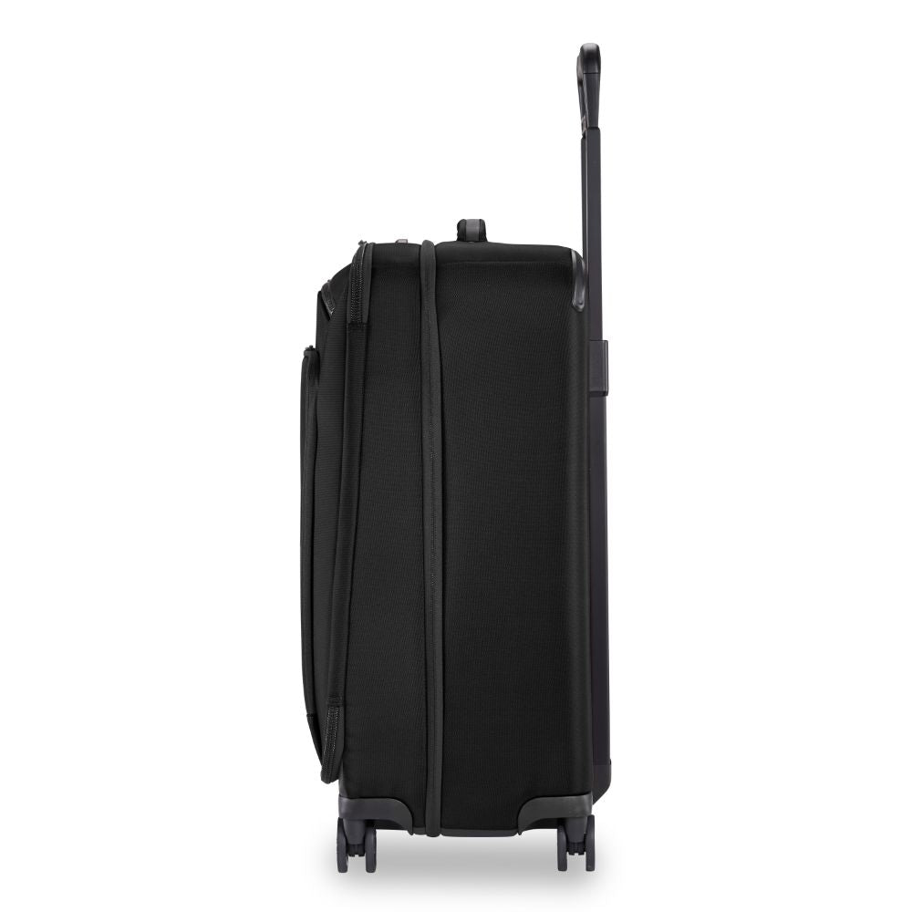 Briggs & Riley ZDX medium spinner check-in luggage in black with smooth wheels and spacious interior.