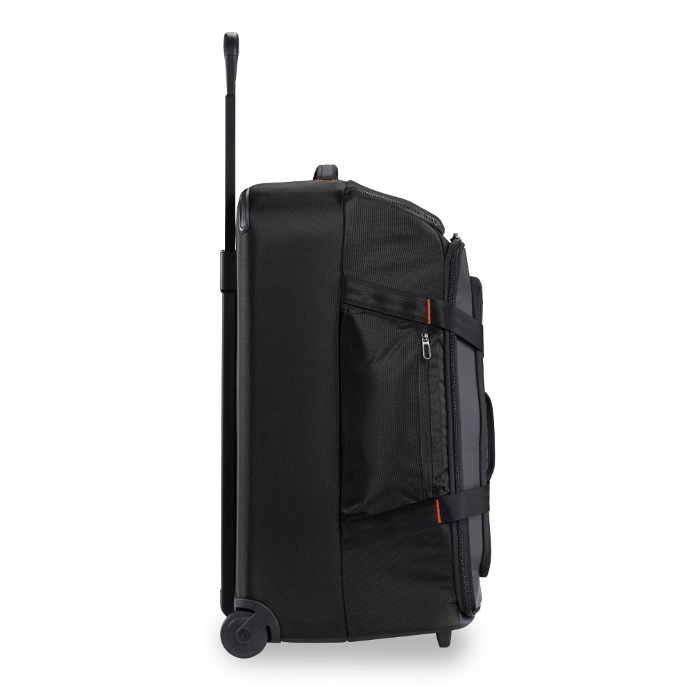 Briggs & Riley Medium Upright Duffle in black, featuring spacious compartments and durable fabric for travel convenience.