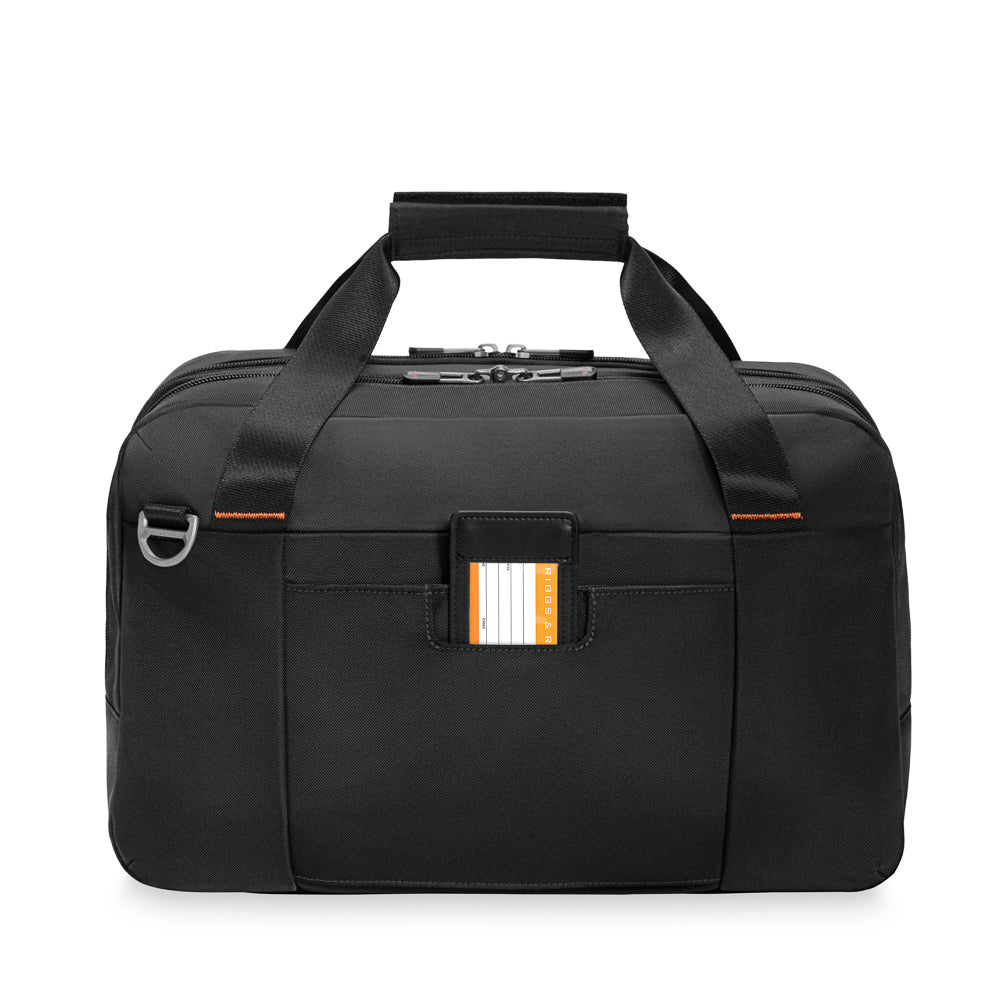 Black Underseat Holdall by Briggs & Riley Luggage, showcasing a spacious interior and durable design for travel convenience.