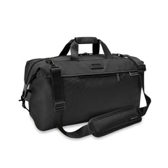 Briggs & Riley Baseline 2 Weekender Duffle in black, showcasing spacious interior and durable fabric design.