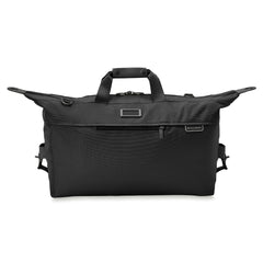 Briggs & Riley Baseline 2 Weekender Duffle in black, showcasing spacious main compartment and sleek design.