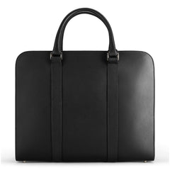 Carl Friedrik Leather Double Palissy Briefcase in Black/Grey