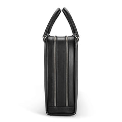 Carl Friedrik Leather Double Palissy Briefcase in Black/Grey