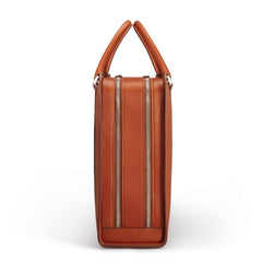 Carl Friedrik Leather Double Palissy Briefcase in Cognac/Grey