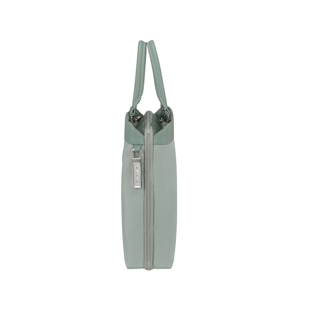 Samsonite 15.6" briefcase in thyme color with sleek design and padded laptop compartment.