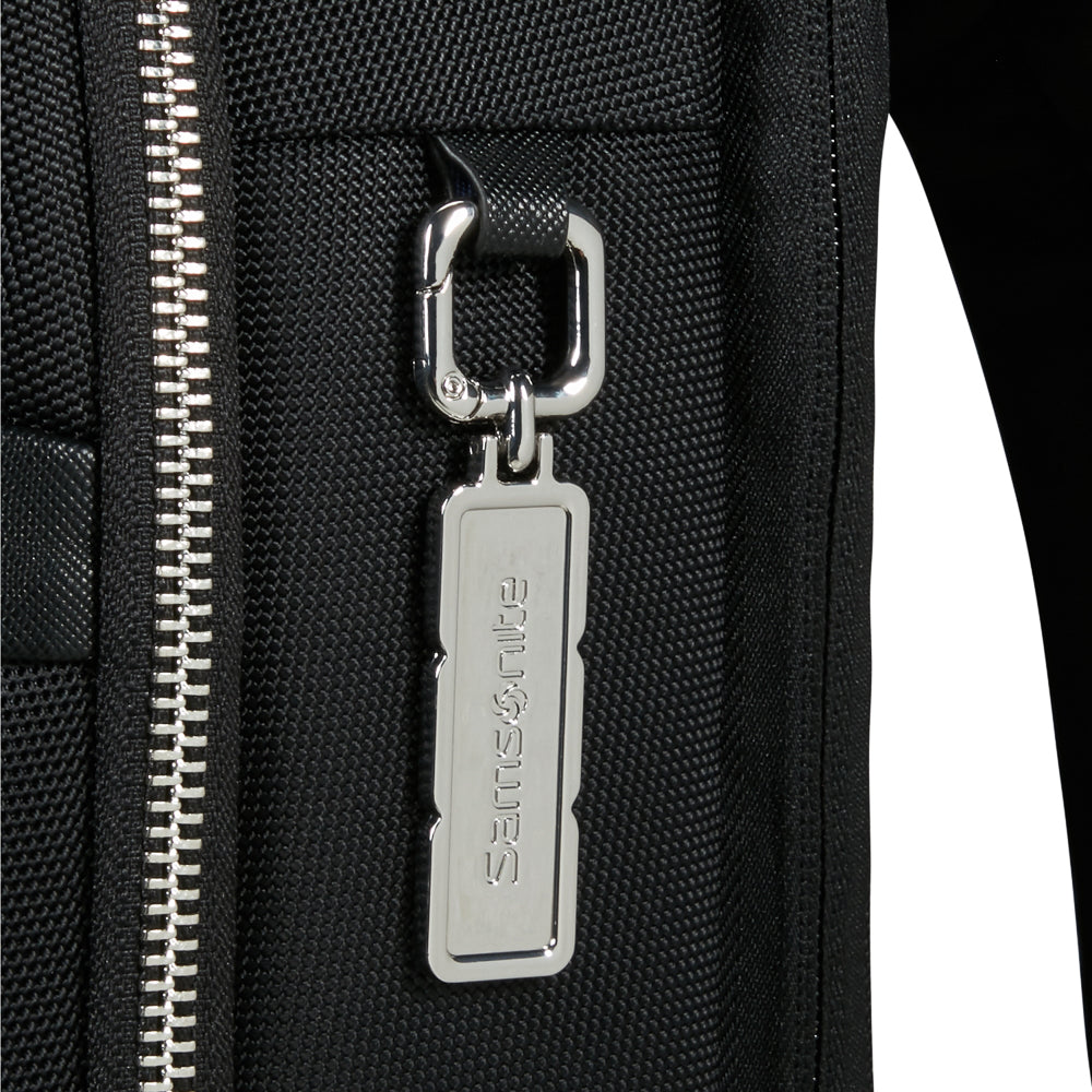 Samsonite 15.6" laptop backpack in black with padded compartments and adjustable straps for comfort.
