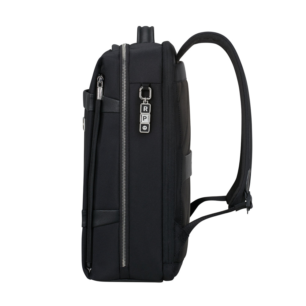 Samsonite 15.6" laptop backpack in black, featuring padded compartments and adjustable straps for comfort.