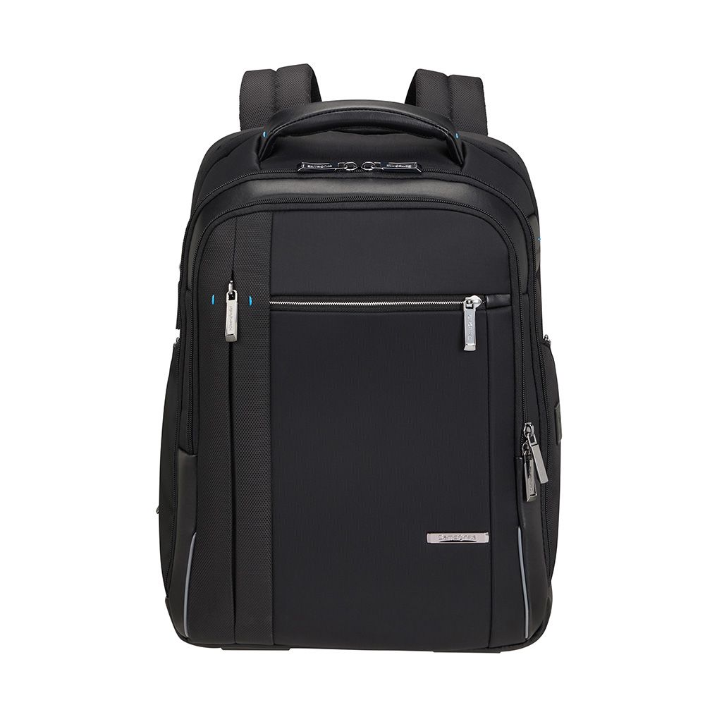 Samsonite Spectrolite 3.0 17.3" laptop backpack in black, featuring padded compartments and adjustable straps.