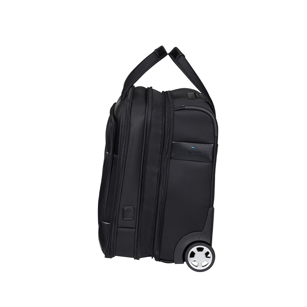 Samsonite Spectrolite 3.0 wheeled briefcase for 17.3" laptops, featuring a sleek black design and durable wheels.